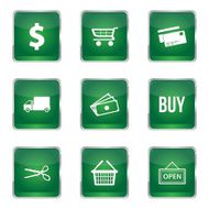 Shopping Sign Square Vector Green Icon Design Set N5