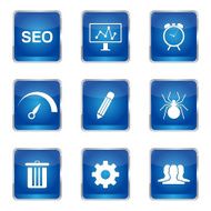 SEO Internet Sign Square Vector Blue Icon Design Set 8 N4