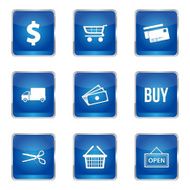 Shopping Sign Square Vector Blue Icon Design Set N4