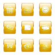 Shopping Sign Square Vector Yellow Icon Design Set 2 N6