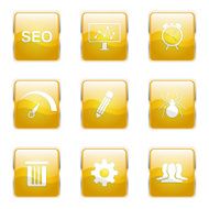 SEO Internet Sign Square Vector Yellow Icon Design Set 8 N6