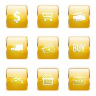Shopping Sign Square Vector Yellow Icon Design Set N6