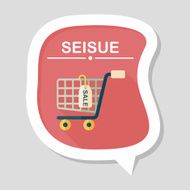 shopping cart flat icon with long shadow eps10 N18