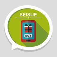 cell phone online shopping flat icon with long shadow eps10 N6