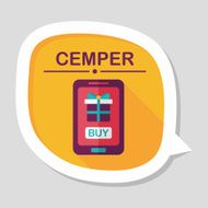 cell phone online shopping flat icon with long shadow eps10 N7