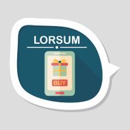 cell phone online shopping flat icon with long shadow eps10 N8
