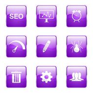 SEO Internet Sign Square Vector Violet Icon Design Set 8 N6