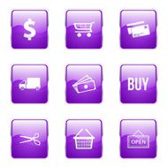 Shopping Sign Square Vector Violet Icon Design Set N6