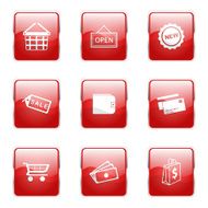 Shopping Sign Square Vector Red Icon Design Set 2 N6