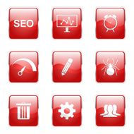 SEO Internet Sign Square Vector Red Icon Design Set 8 N6