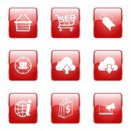 SEO Internet Sign Square Vector Red Icon Design Set 7 N5