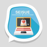 online shopping flat icon with long shadow eps10 N21