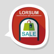 shopping store sale sign flat icon with long shadow eps10 N6