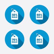 Sale price tag icons Discount symbols N52