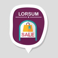 shopping store sale sign flat icon with long shadow eps10 N8