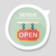 shopping store sign flat icon with long shadow eps10 N38
