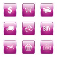 Shopping Sign Square Vector Pink Icon Design Set N6