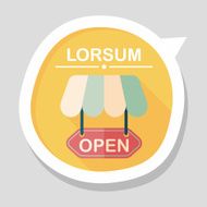 shopping store sign flat icon with long shadow eps10 N44