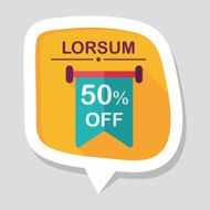 shopping sale sign flag flat icon with long shadow eps10 N12