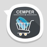 shopping cart flat icon with long shadow eps10 N19