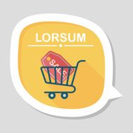 shopping cart flat icon with long shadow eps10 N21