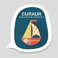 Sailboat flat icon with long shadow eps10 N10