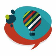 Hot Air Balloon flat icon with long shadow N35