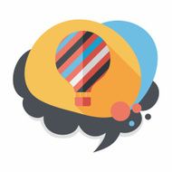 Hot Air Balloon flat icon with long shadow N36