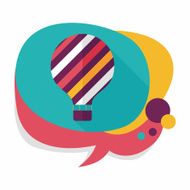 Hot Air Balloon flat icon with long shadow N37