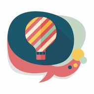 Hot Air Balloon flat icon with long shadow N38