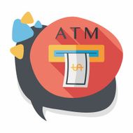 atm flat icon with long shadow N6