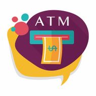 atm flat icon with long shadow N7