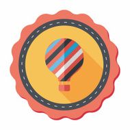 Hot Air Balloon flat icon with long shadow N39