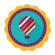 Hot Air Balloon flat icon with long shadow N40