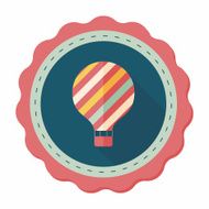 Hot Air Balloon flat icon with long shadow N41