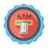 atm flat icon with long shadow N8
