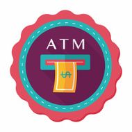 atm flat icon with long shadow N9