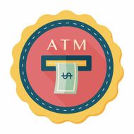 atm flat icon with long shadow N10