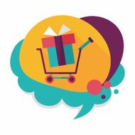 shopping cart flat icon with long shadow N8
