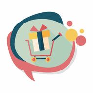 shopping cart flat icon with long shadow N9