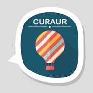 Hot Air Balloon flat icon with long shadow N42