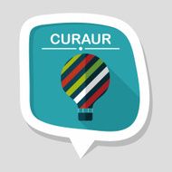 Hot Air Balloon flat icon with long shadow N43