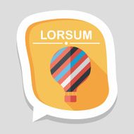 Hot Air Balloon flat icon with long shadow N44