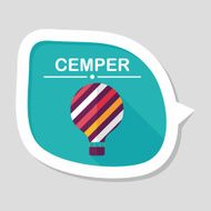 Hot Air Balloon flat icon with long shadow N45