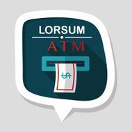 atm flat icon with long shadow N11