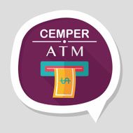 atm flat icon with long shadow N13