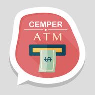 atm flat icon with long shadow N14