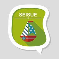 Sailboat flat icon with long shadow eps10 N11