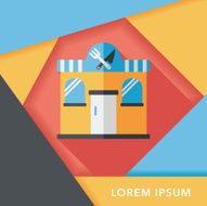 Building restaurant flat icon with long shadow eps10 N16