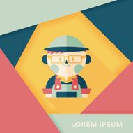 Coffee shop clerk flat icon with long shadow eps10 N12